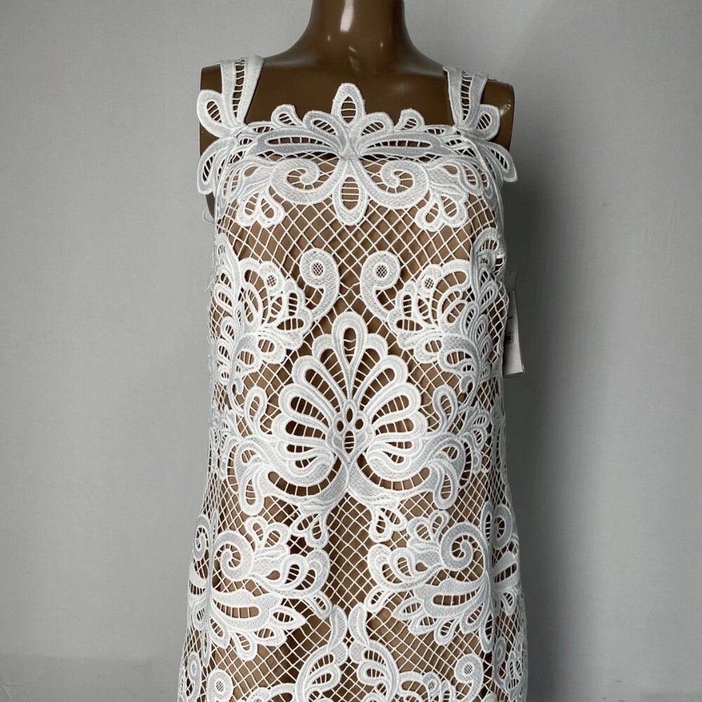 Self-Portrait White Crochet-Lace Mini Dress